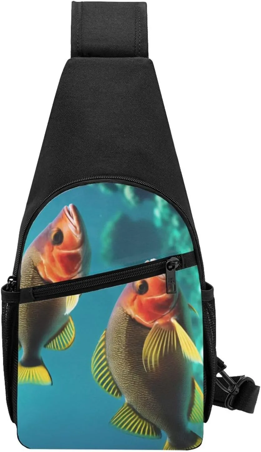 Ocean Fish Sling Bags For Man And Women Crossbody Chest Bag Shoulder Bag For Casual Sport Daypack