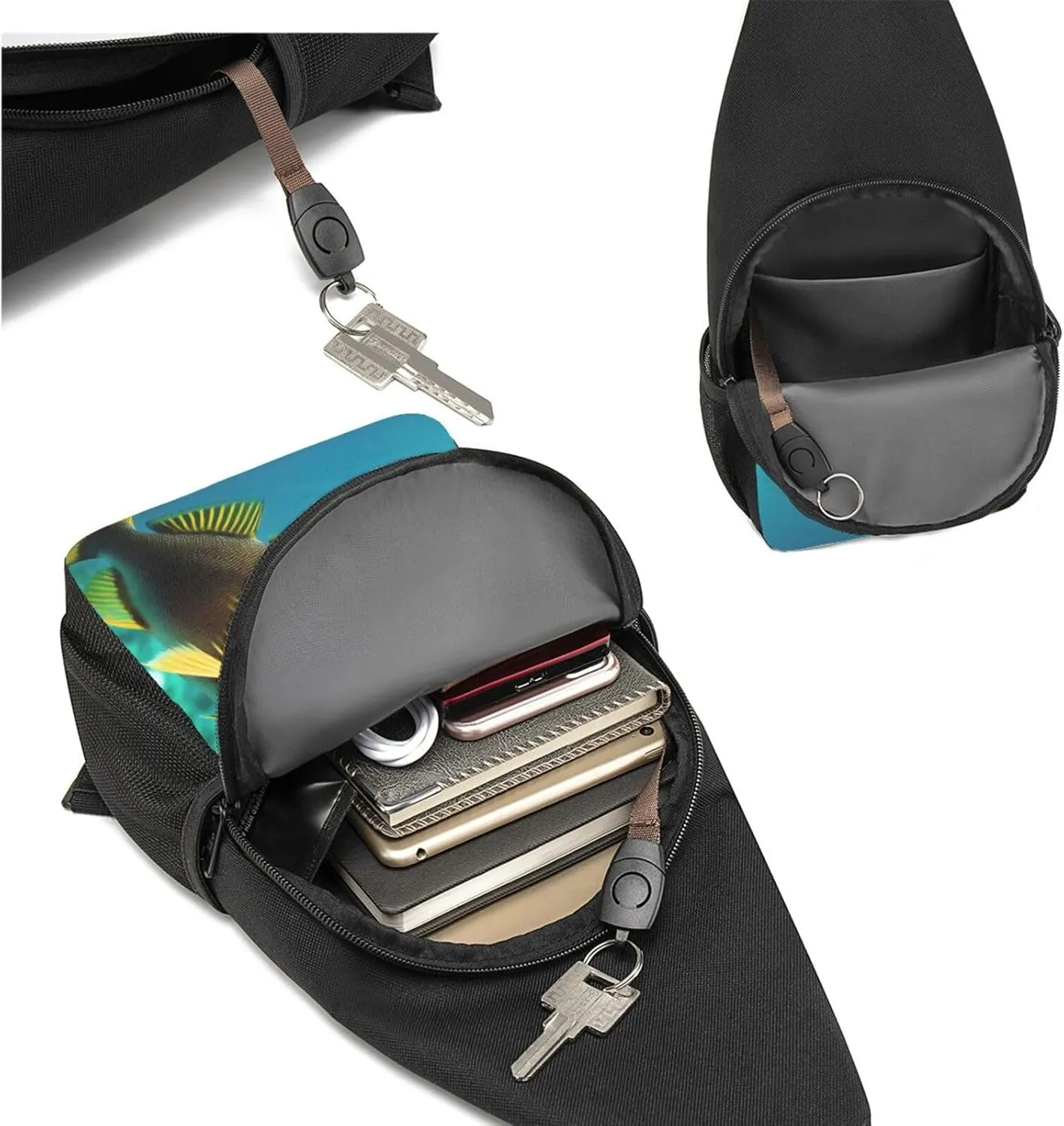 Ocean Fish Sling Bags For Man And Women Crossbody Chest Bag Shoulder Bag For Casual Sport Daypack