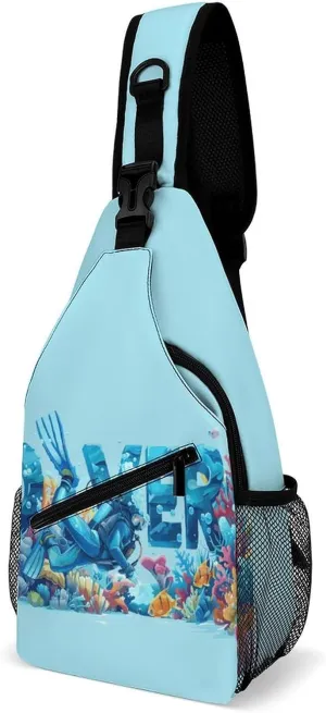Ocean Scuba Diver Printed Sling Bag Casual Chest Bags Crossbody Backpack for Men Women Travel Outdoors