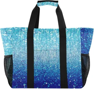 ODAWA Blue Lights Gradient Canvas Grocery Tote, Travel Handbag for Groceries