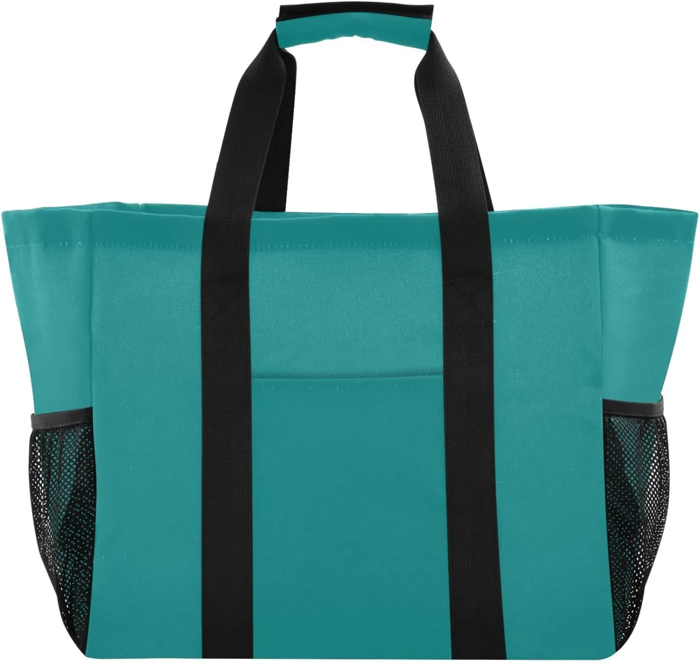 ODAWA Teal Foldable Canvas Grocery Tote for Travel and Summer, Large Waterproof Beach Bag