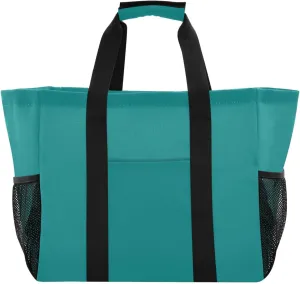 ODAWA Teal Foldable Canvas Grocery Tote for Travel and Summer, Large Waterproof Beach Bag