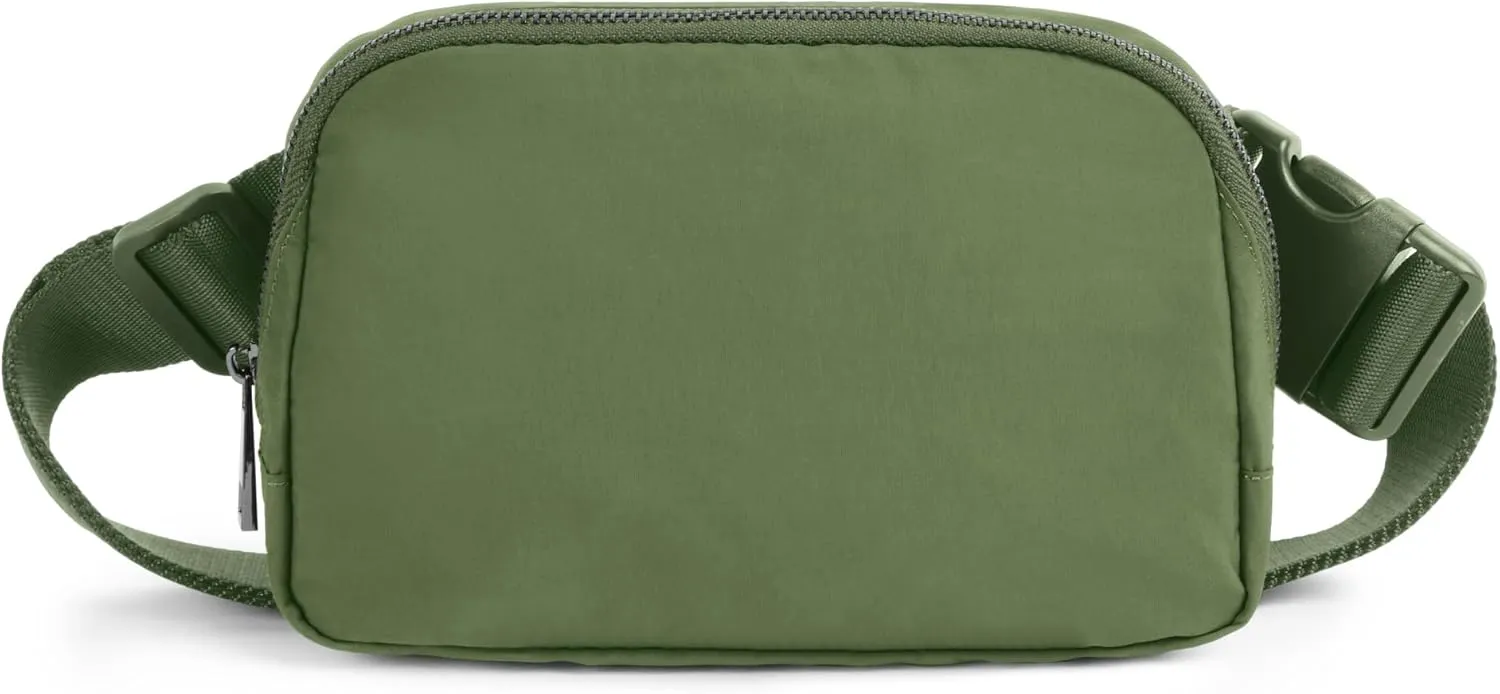 ODODOS Unisex Mini Belt Bag with Adjustable Strap Small Fanny Pack for Workout Running Traveling Hiking, Deep Khaki