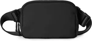 ODODOS Unisex Mini Belt Bag with Adjustable Strap Small Fanny Pack for Workout Running Traveling Hiking, Elegant Black