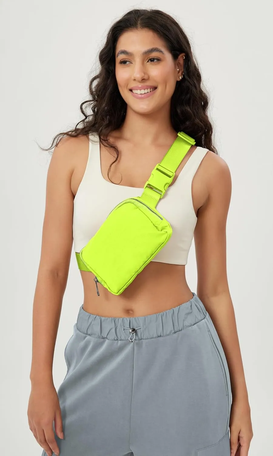 ODODOS Unisex Mini Belt Bag with Adjustable Strap Small Fanny Pack for Workout Running Traveling Hiking, Neon