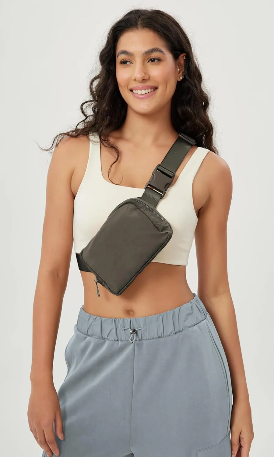 ODODOS Unisex Mini Belt Bag with Adjustable Strap Small Fanny Pack for Workout Running Traveling Hiking, Turkish Coffee