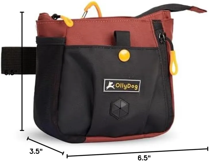 OllyDog Backcountry Day Bag | Hands-Free Dog Training Treat Pouch | Fanny/Hip Pack with Zipper Closure & Built-in Poop Bag Dispenser | Removable Waist Clip (Cider)