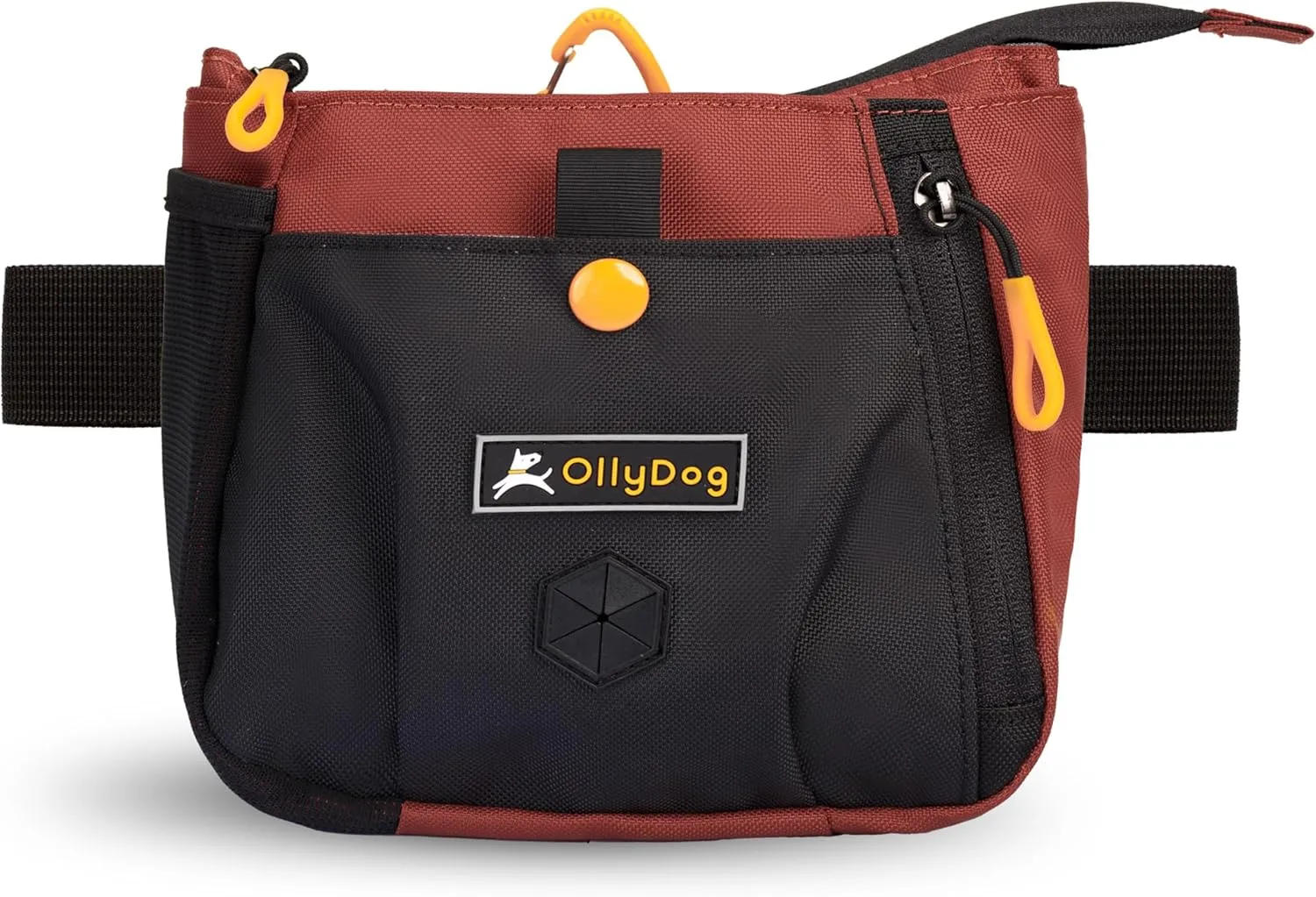 OllyDog Backcountry Day Bag | Hands-Free Dog Training Treat Pouch | Fanny/Hip Pack with Zipper Closure & Built-in Poop Bag Dispenser | Removable Waist Clip (Cider)