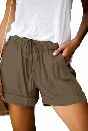 ONLYSHE Womens Casual Drawstring Shorts Summer Elastic Waist Shorts Pocketed Pants