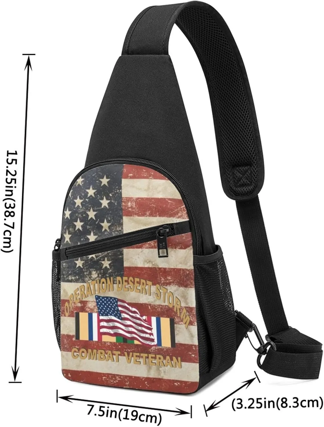 Operation Desert Combat Veteran Sling Bag Crossbody Backpack Shoulder Casual Daypack Bags for Men