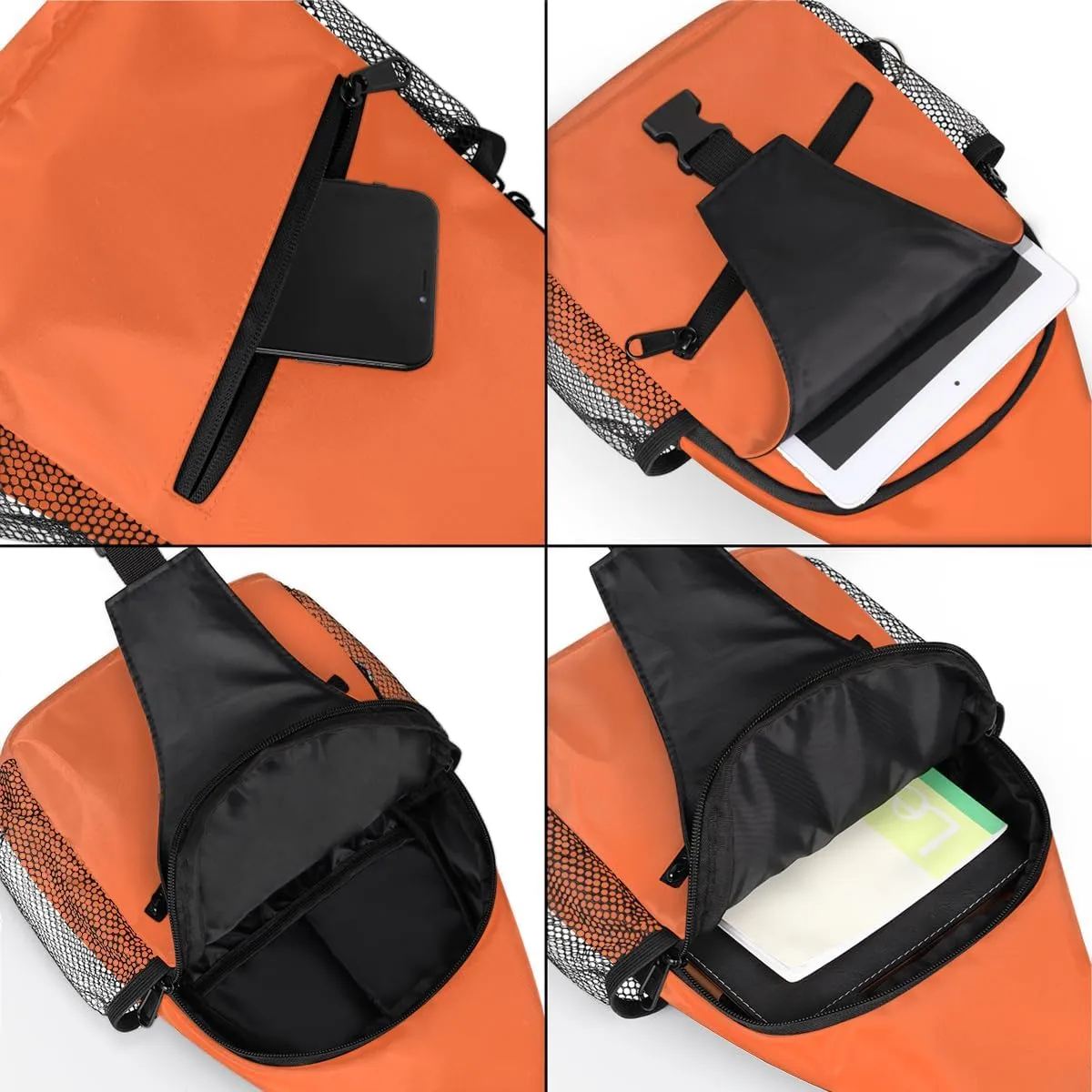 Orange Crossbody Shoulder Bag Sling Backpack Lightweight Crossbody Bag Motorcycle Chest Bag for Women Men