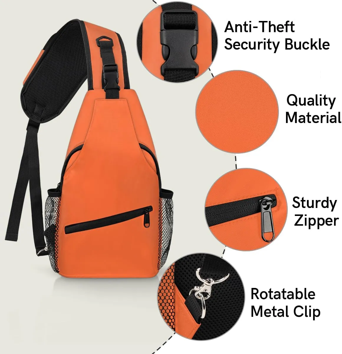 Orange Crossbody Shoulder Bag Sling Backpack Lightweight Crossbody Bag Motorcycle Chest Bag for Women Men