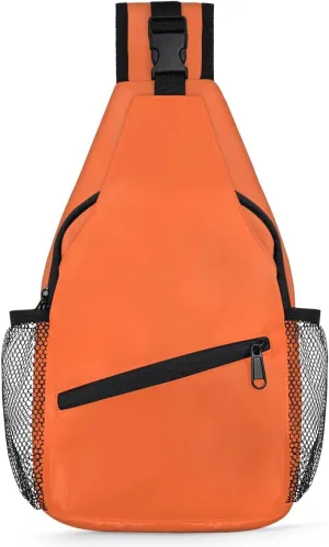 Orange Crossbody Shoulder Bag Sling Backpack Lightweight Crossbody Bag Motorcycle Chest Bag for Women Men
