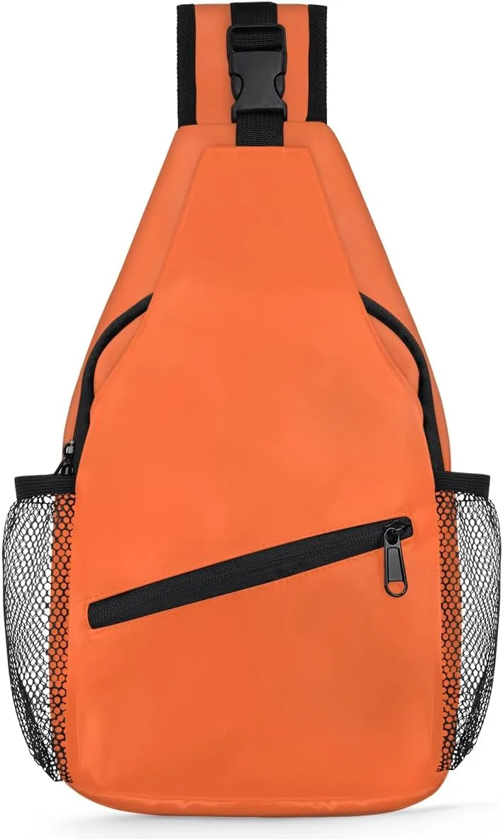 Orange Crossbody Shoulder Bag Sling Backpack Lightweight Crossbody Bag Motorcycle Chest Bag for Women Men