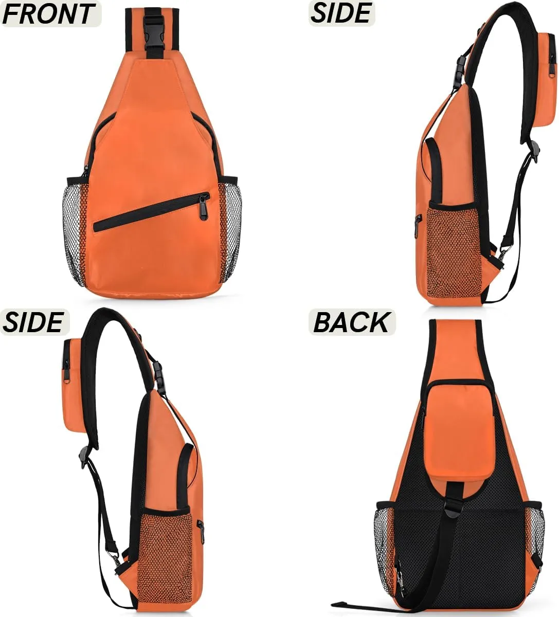 Orange Crossbody Shoulder Bag Sling Backpack Lightweight Crossbody Bag Motorcycle Chest Bag for Women Men