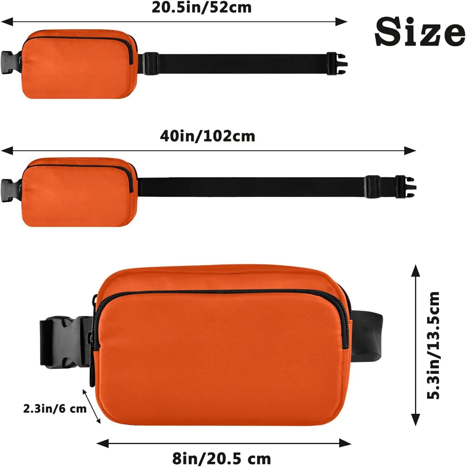 Orange Red Fanny Packs Women Waterproof Anti Theft Belt Bag Cute Cross Body Waist Purse
