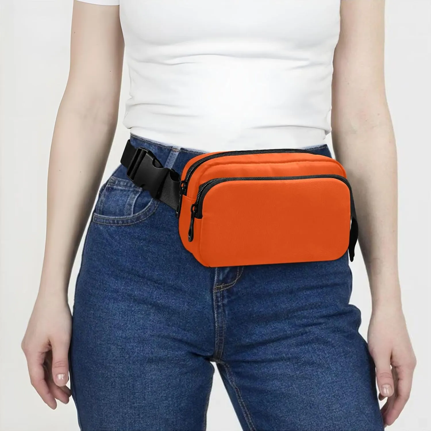 Orange Red Fanny Packs Women Waterproof Anti Theft Belt Bag Cute Cross Body Waist Purse