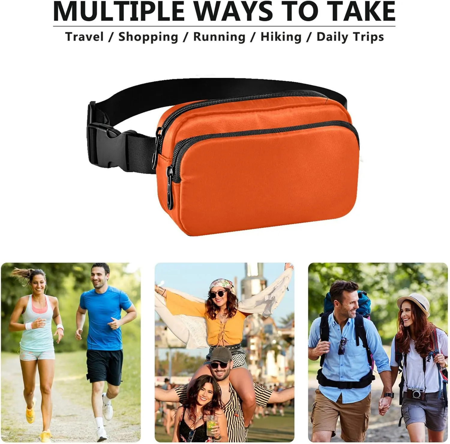Orange Red Fanny Packs Women Waterproof Anti Theft Belt Bag Cute Cross Body Waist Purse