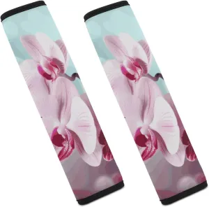 Orchid Flower Butterfly Auto Seat Belt Cover 2PCS Universal Car Seat Belt Shoulder Protector Pad, Protect Your Shoulders and Neck for Car Seat Belt, Shoulder Bag, Backpack
