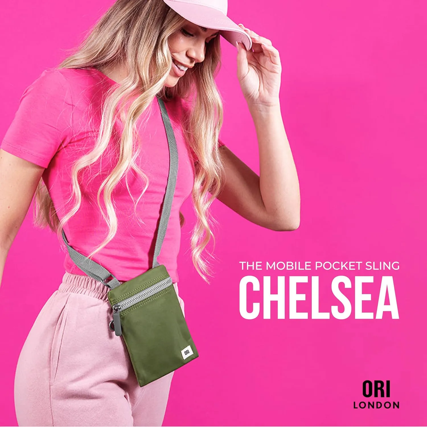 ORI LONDON Small Crossbody Bag - Chunky Zip, Adjustable Strap, & Multi Pockets for Mobile Phones, Cards & More - Chelsea