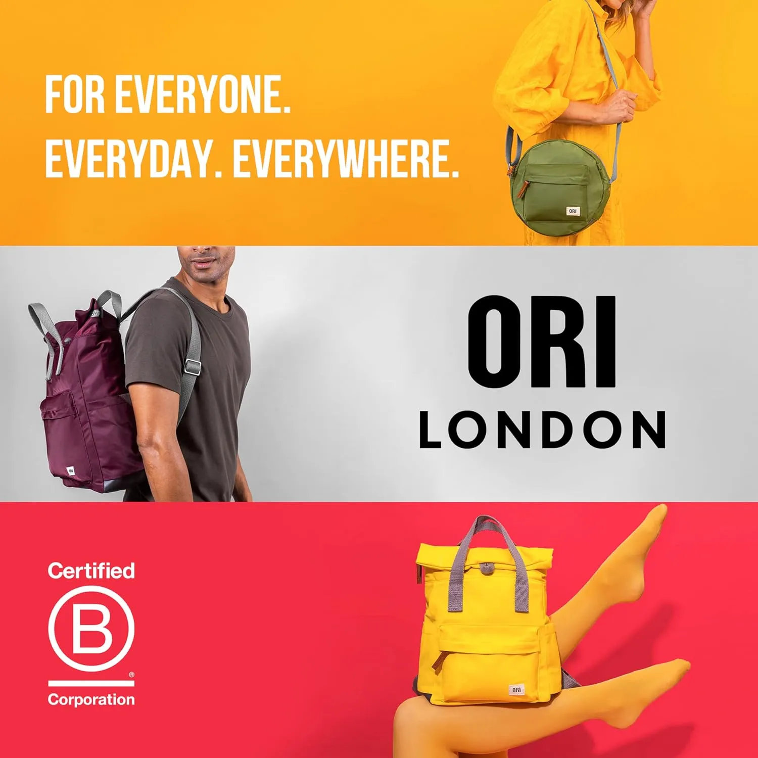 ORI LONDON Small Crossbody Bag - Chunky Zip, Adjustable Strap, & Multi Pockets for Mobile Phones, Cards & More - Chelsea