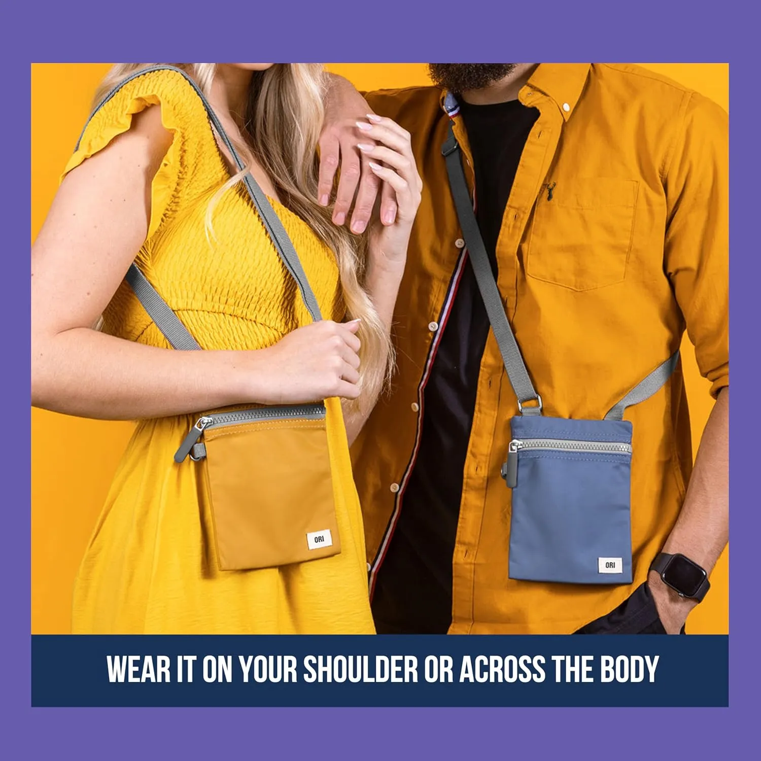 ORI LONDON Small Crossbody Bag - Chunky Zip, Adjustable Strap, & Multi Pockets for Mobile Phones, Cards & More - Chelsea