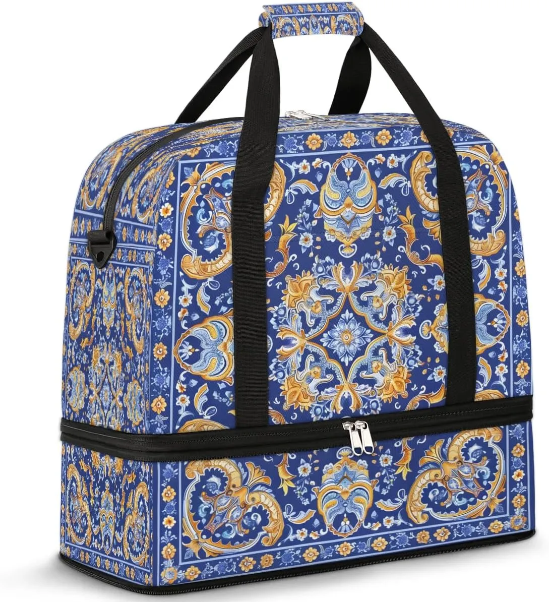 Ornate Royal Flourish Travel Duffel Bag, Travel Essentials, Gym Bag for Women, Weekender Overnight Bag With Shoes Compartment, Carry On Bags for Airplanes