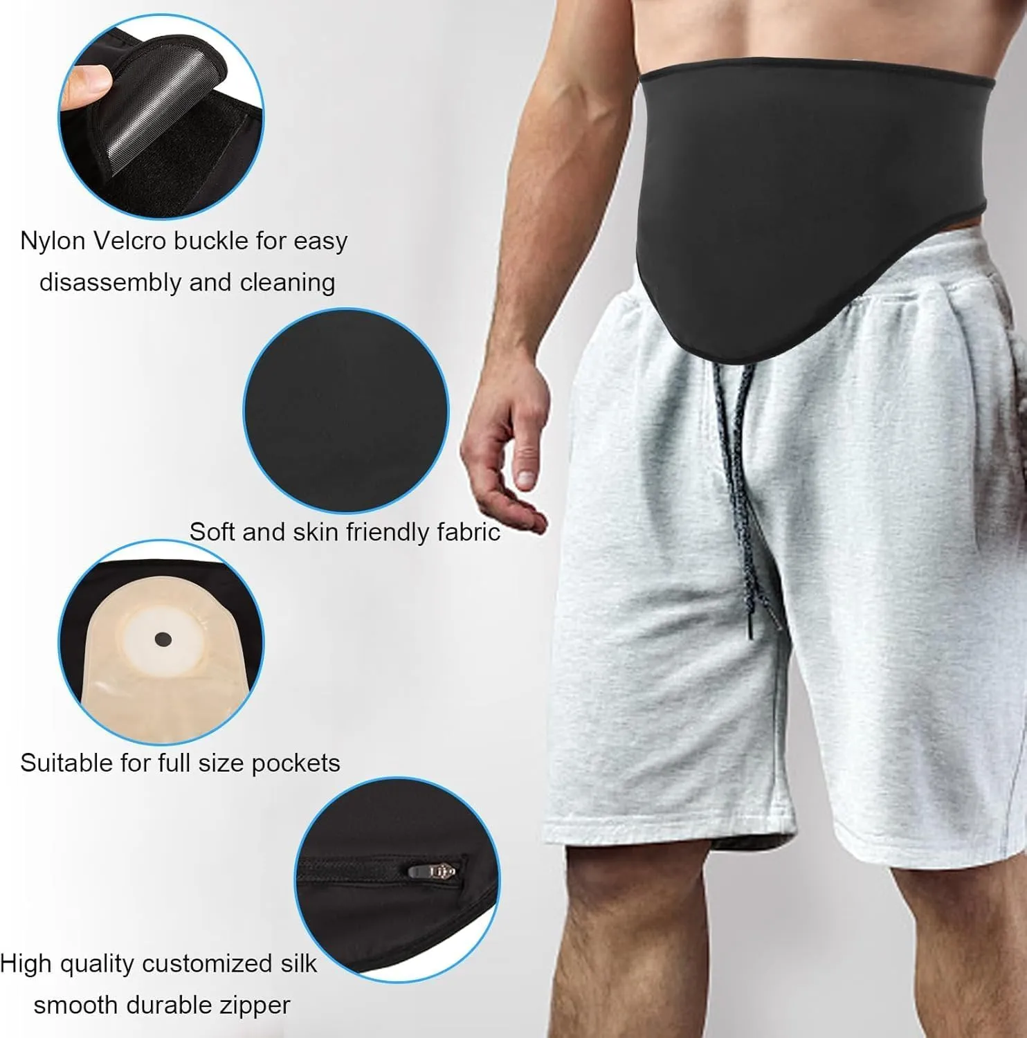 Ostomy Belt | Stealth Belt Ostomy Bag Cover | Ostomy Wrap for Sport & Swiming | Ostomy Support Belts for Men & Women | Colostomy Bag Cover Belt | Inner Pocket to Hold Ostomy Pouch | Ostomy Supplies -M