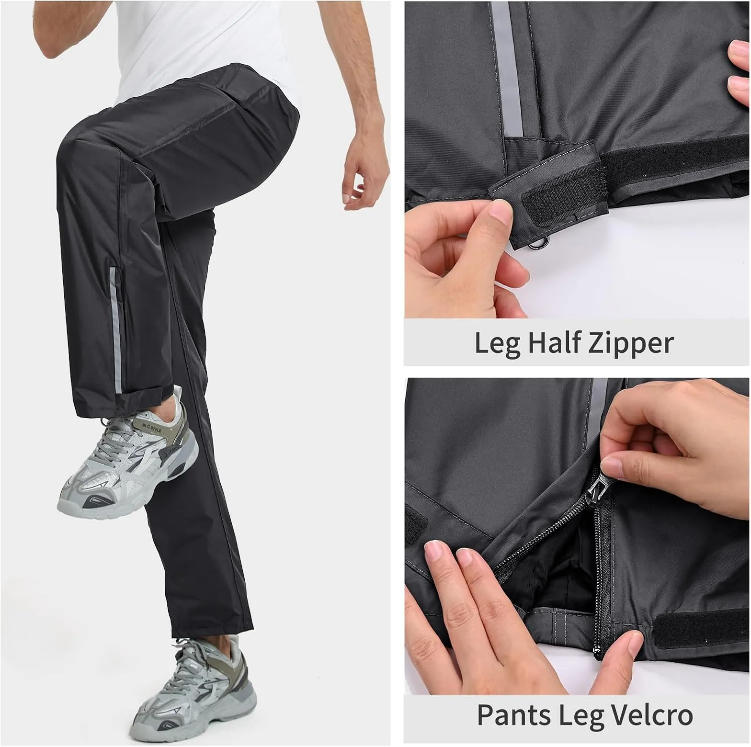 OURCAN Men's Rain Pants Waterproof Windproof Pants Breathable Lightweight Suitable for Rainy Outdoors, Hiking, Golf, Fishing