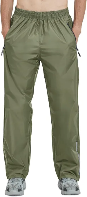 OURCAN Men's Rain Pants Waterproof Windproof Pants Breathable Lightweight Suitable for Rainy Outdoors, Hiking, Golf, Fishing