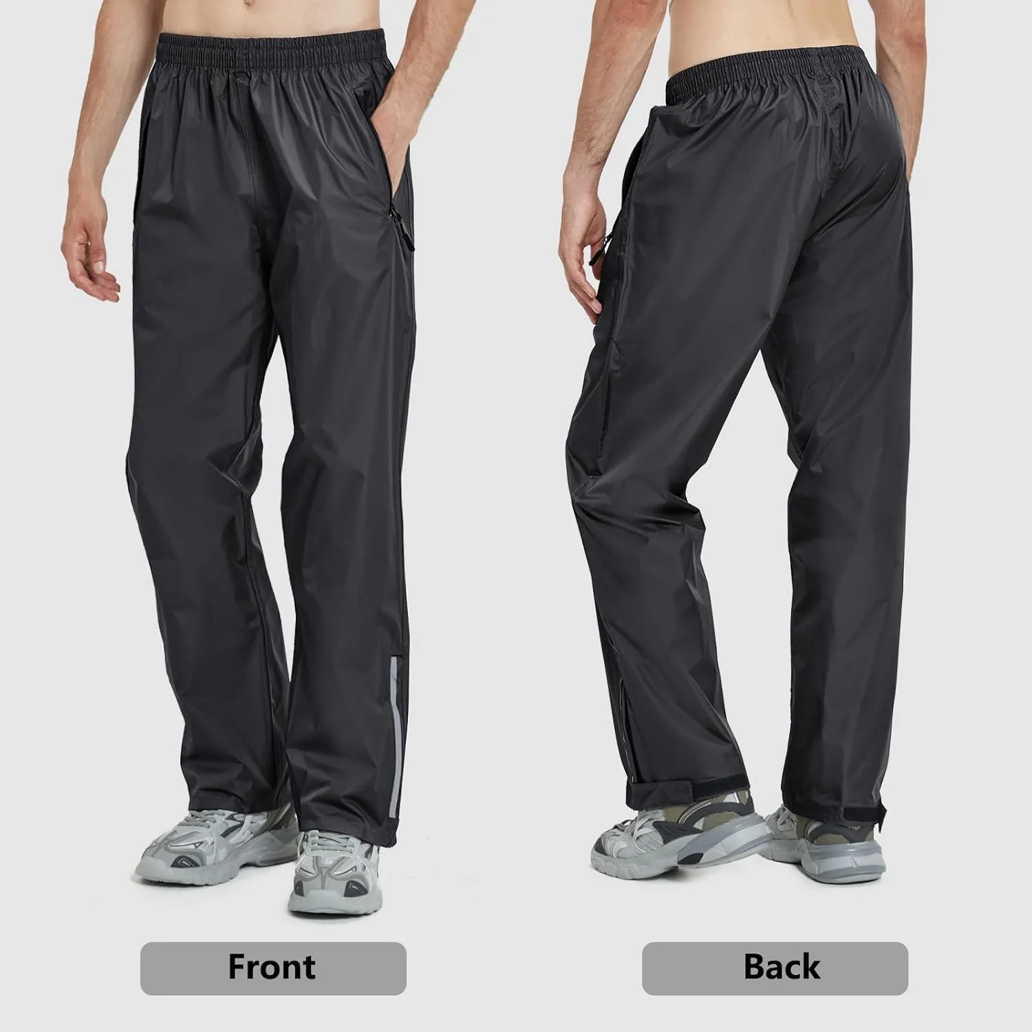 OURCAN Men's Rain Pants Waterproof Windproof Pants Breathable Lightweight Suitable for Rainy Outdoors, Hiking, Golf, Fishing