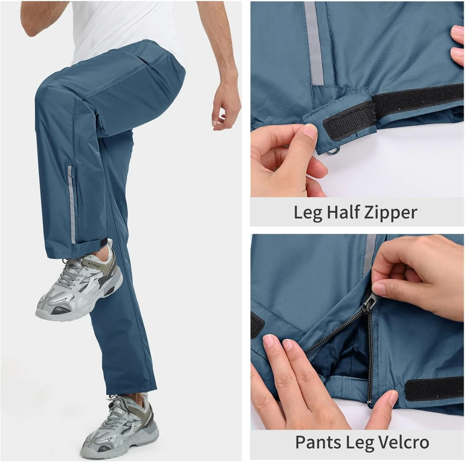 OURCAN Men's Rain Pants Waterproof Windproof Pants Breathable Lightweight Suitable for Rainy Outdoors, Hiking, Golf, Fishing