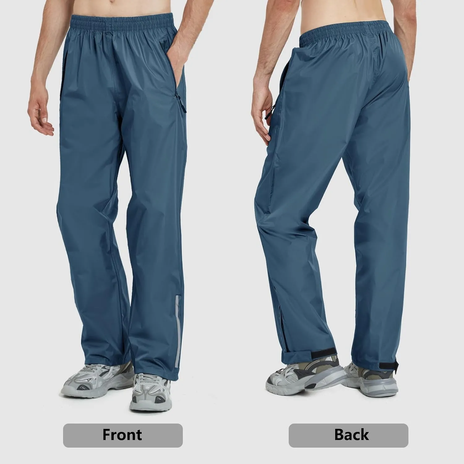 OURCAN Men's Rain Pants Waterproof Windproof Pants Breathable Lightweight Suitable for Rainy Outdoors, Hiking, Golf, Fishing