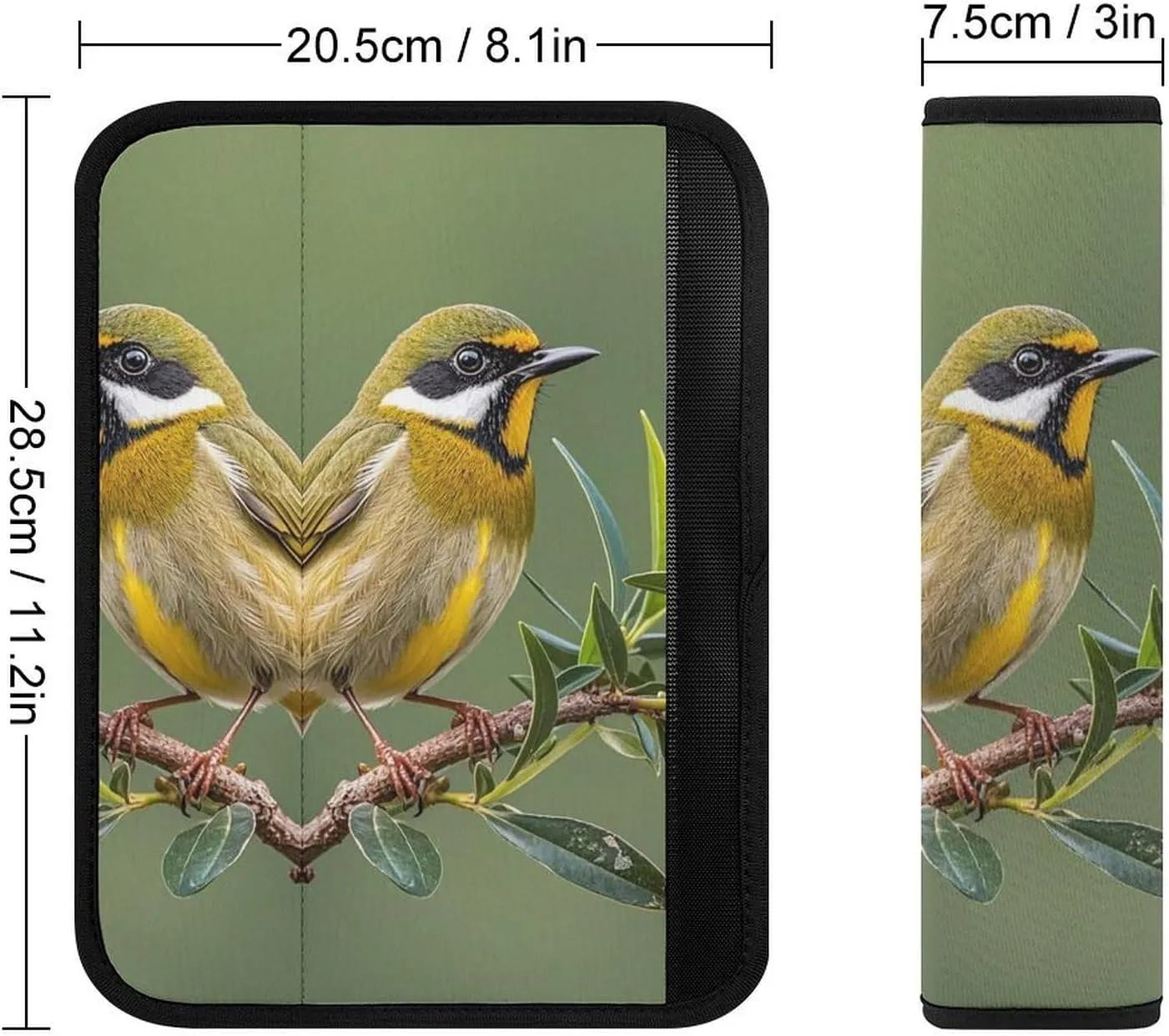 Outdoor Olive Green Flowering Birds Auto Seat Belt Cover 1PCS Universal Car Seat Belt Shoulder Protector Pad, Protect Your Shoulders and Neck for Car Seat Belt, Shoulder Bag, Backpack