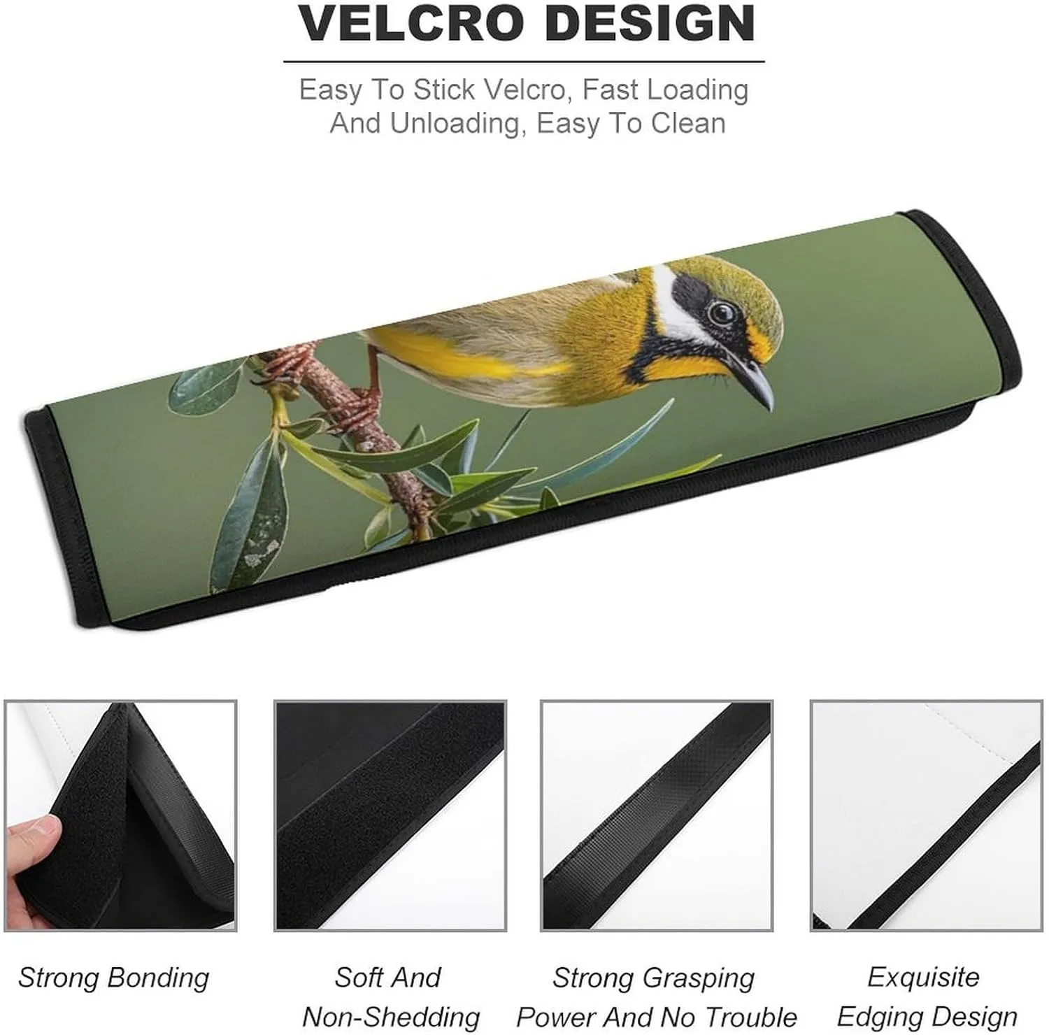 Outdoor Olive Green Flowering Birds Auto Seat Belt Cover 1PCS Universal Car Seat Belt Shoulder Protector Pad, Protect Your Shoulders and Neck for Car Seat Belt, Shoulder Bag, Backpack