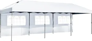 Outdoor Pop Up Canopy Tent, 10x30 ft, Heavy Duty with Sidewalls, Blue, 3 Height Adjustable, Includes Wheeled Bag (White)