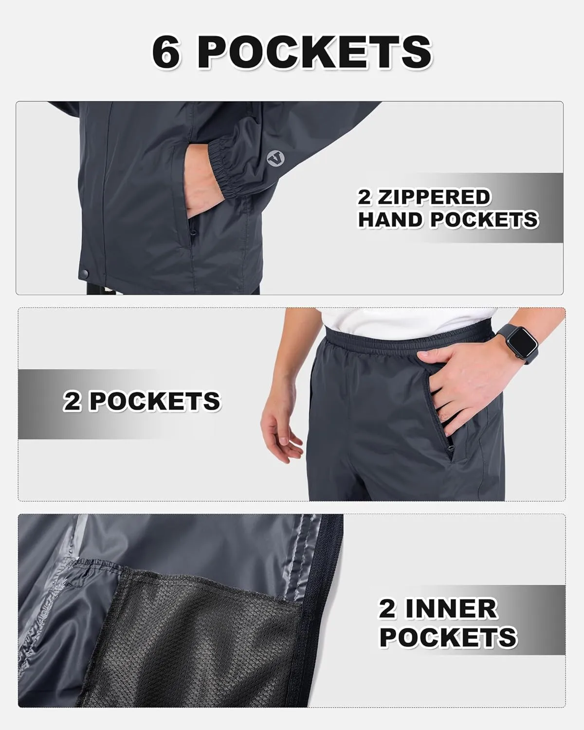 Outdoor Ventures Packable Rain Suit for Men Lightweight Waterproof Breathable Rain Gear for golf Rain Jacket Pants