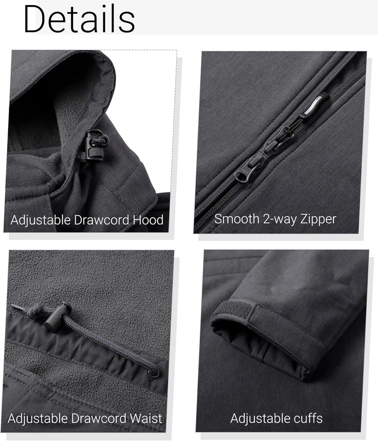 Outdoor Ventures Women's Softshell Jacket with Removable Hood Fleece Lined Windbreaker Insulated Long Warm Rain Jacket