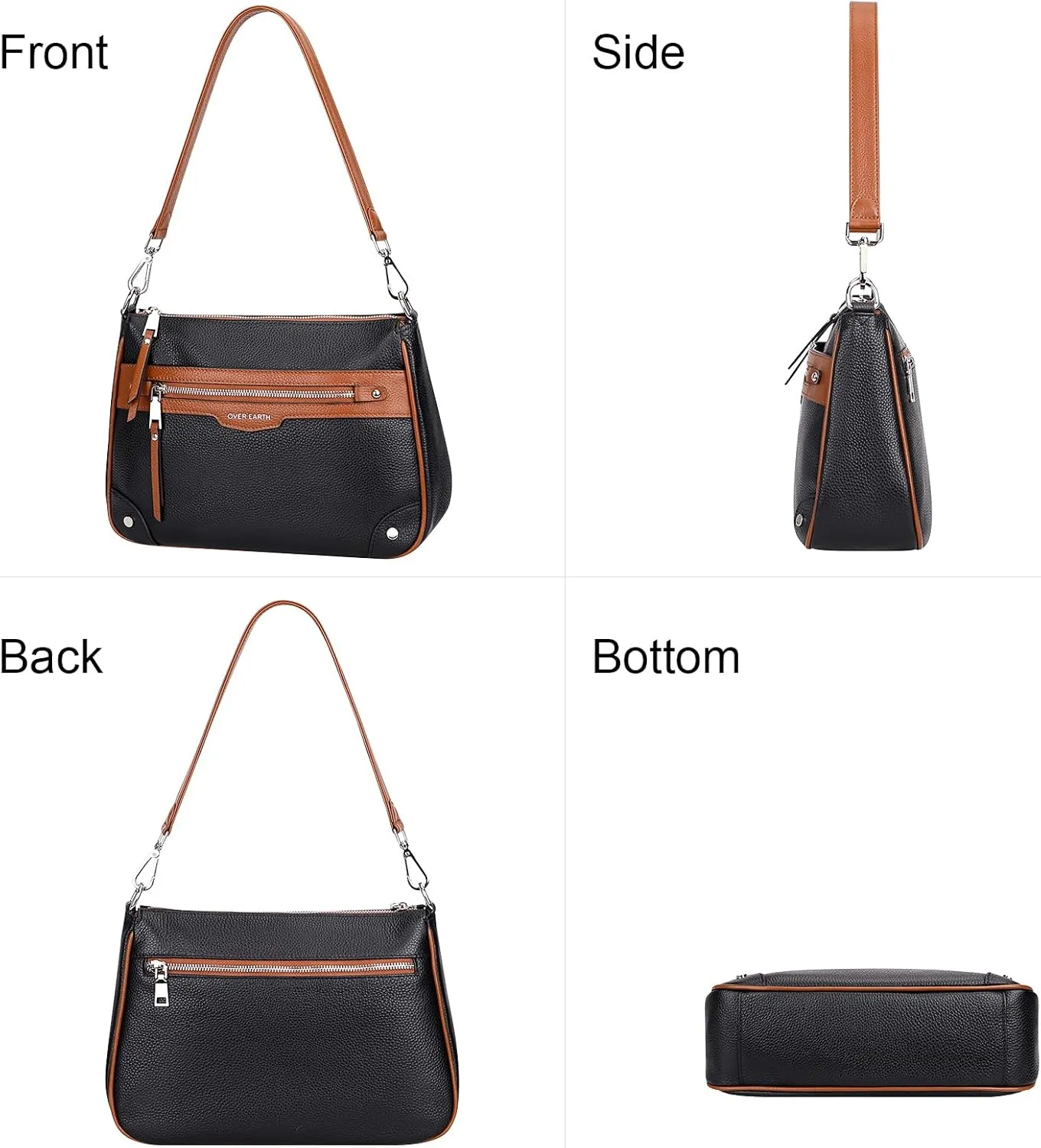 Over Earth Leather Crossbody Bags for Women Small Hobo Purses Ladies Shoulder Bag