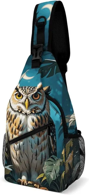 Owl Nocturnal Exotic Crossbody Sling Bag for Men Hiking Backpack Travel Chest Bag Man Purse Shoulder Bags Daypack