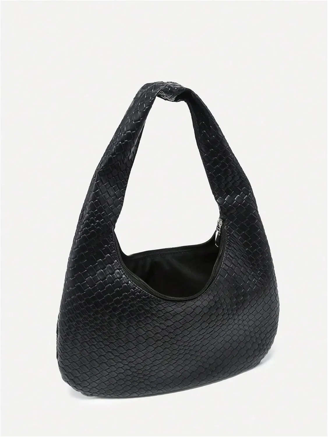OYOANGLE Women's Woven Leather Handbag Vintage Top Handle Shoulder Bags Textured Hobo Bag