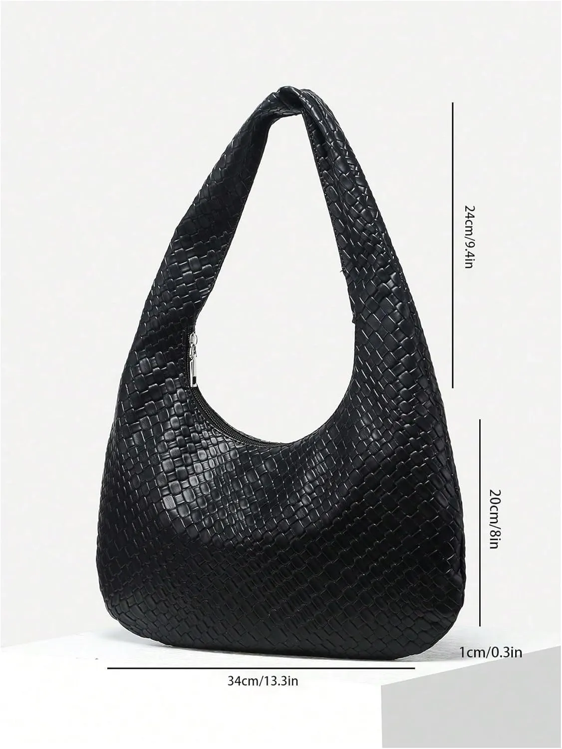 OYOANGLE Women's Woven Leather Handbag Vintage Top Handle Shoulder Bags Textured Hobo Bag