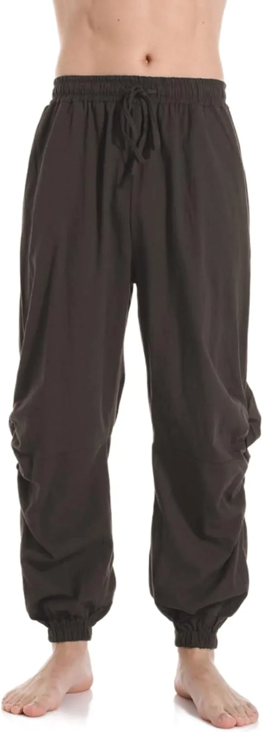 PACEIADTA Mens Casual Cotton Linen Pants Casual Elastic Waist Drawstring Yoga Jogger Pants