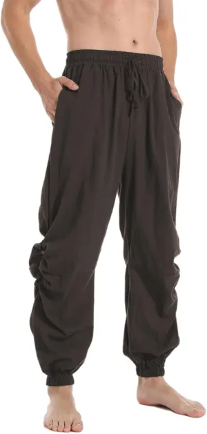 PACEIADTA Mens Casual Cotton Linen Pants Casual Elastic Waist Drawstring Yoga Jogger Pants