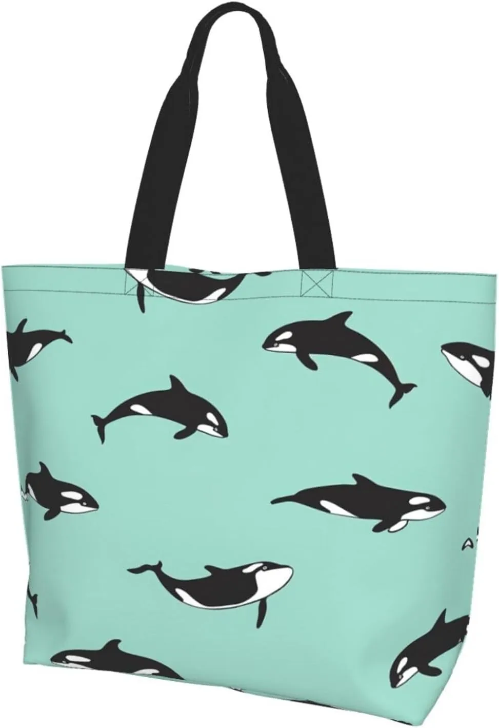 Pacific Ocean whale print Single shoulder shopping bag, reusable handbag,Fit for work and shopping