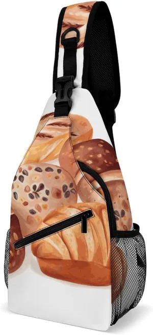 Painted Bread Sling Bag for Men Women Waterproof Chest Bag Print Cross Chest Bag Diagonally Gym Sport Travel Hiking Daypack