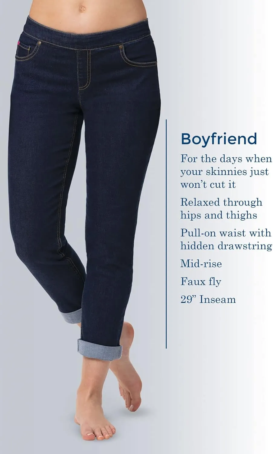 PajamaJeans Boyfriend Jeans for Women - Elastic Waist Jeans