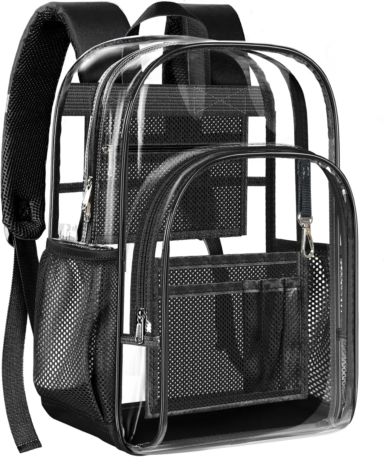 PAMANO Clear Backpack, Heavy Duty Transparent Backpack with Reinforced Bottom See Through for College, Travel, Workplace Security, Black