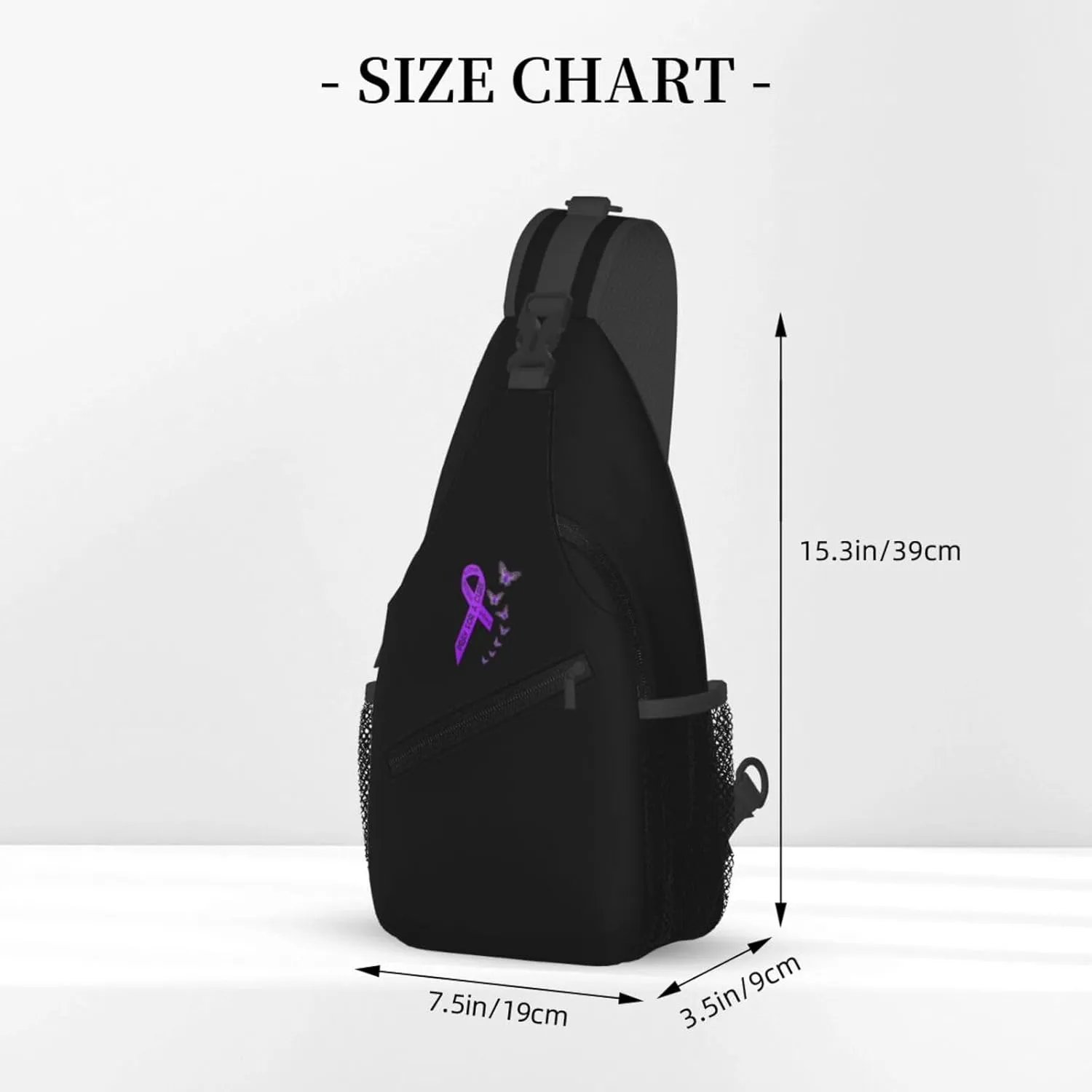 Pancreatic Cancer Awareness Butterfly Religious Sling Bag Crossbody Backpack Shoulder Casual Daypack Bag for Men Women