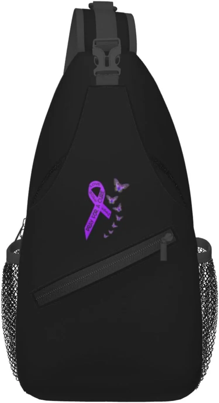 Pancreatic Cancer Awareness Butterfly Religious Sling Bag Crossbody Backpack Shoulder Casual Daypack Bag for Men Women